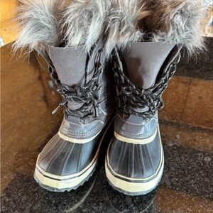 Women's Grey Faux Fur Winter Snow Boots